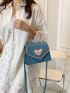 Heart Decor Flap Square Bag