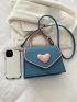 Heart Decor Flap Square Bag