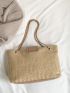 Two Tone Chain Straw Bag