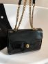 Twist Lock Flap Chain Square Bag