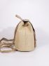 Mini Tassel Decor Flap Straw Bag