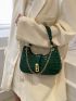 Crocodile Embossed Chain Decor Baguette Bag