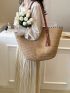 Tassel Decor Straw Bag