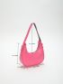 Mini Neon Pink Heart Quilted Hobo Bag