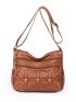 Button Decor Zip Front Hobo Bag