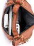 Button Decor Zip Front Hobo Bag