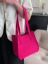 Neon Pink Geometric Embossed Hobo Bag