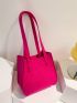 Neon Pink Geometric Embossed Hobo Bag