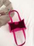 Neon Pink Geometric Embossed Hobo Bag