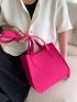 Neon Pink Geometric Embossed Hobo Bag