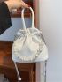 Mini Faux Pearl Decor Drawstring Design Satchel Bag