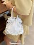 Mini Faux Pearl Decor Drawstring Design Satchel Bag