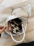 Mini Faux Pearl Decor Drawstring Design Satchel Bag