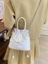 Mini Faux Pearl Decor Drawstring Design Satchel Bag