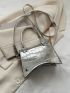 Mini Metallic Crocodile Embossed Flap Square Bag