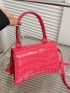 Mini Neon Pink Crocodile Embossed Novelty Bag