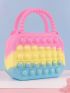 Mini Colorblock Bubble Pop It Bag With Random Graphic Strap