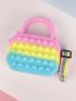 Mini Colorblock Bubble Pop It Bag With Random Graphic Strap