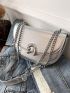 Metallic Flap Chain Saddle Bag