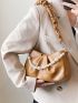 Faux Pearl Decor Ruched Bag