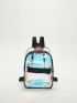 Holographic Pocket Front Backpack, Clear Bag