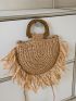 Fringe Decor Straw Bag