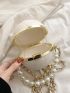 Mini Faux Pearl Decor Chain Circle Bag