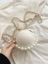 Mini Faux Pearl Decor Chain Circle Bag