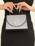 Rhinestone Decor Flap Square Bag