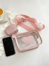 Heart Pattern Square Bag Clear With Coin Purse Pink