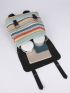 Color Block Buckle Decor Flap Straw Bag