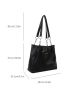 Letter Patch Decor Shoulder Tote Bag Fashion Style