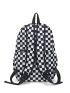 Checkered Pattern Patch Detail Classic Backpack