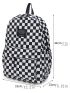 Checkered Pattern Patch Detail Classic Backpack