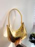 Metallic Crocodile Embossed Hobo Bag