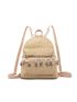 Tassel Decor Pocket Front Straw Classic Bag