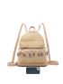 Tassel Decor Pocket Front Straw Classic Bag