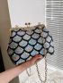 Mini Sequin Decor Kiss Lock Chain Evening Bag