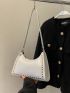 Studded Decor Baguette Bag