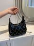 Studded Decor Hobo Bag Black Punk For Club