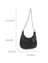 Studded Decor Hobo Bag Black Punk For Club