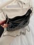 Studded Decor Hobo Bag Black Punk For Club