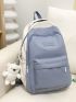 Two Tone Letter Patch Classic Backpack With Bag Charm