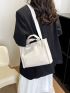 White Square Bag Casual Double Handle Polyester