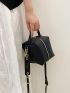 Mini Litchi Embossed Bucket Bag With Bag Charm