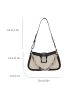 Two Tone Buckle Decor Baguette Bag