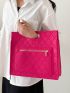 Neon Pink Quilted Detail Felt Square Bag