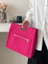 Neon Pink Quilted Detail Felt Square Bag