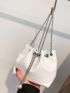 Mini Stitch Detail Faux Pearl Decor Bucket Bag