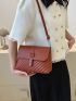 Quilted Buckle Decor Crossbody Bag